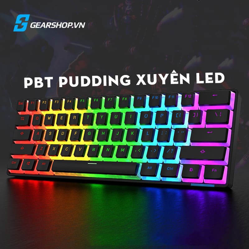 Set Keycaps PBT pudding xuyên led chính hãng, giá rẻ